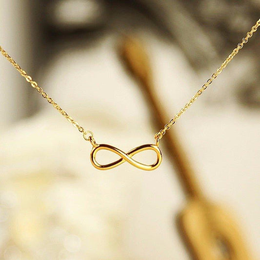 Collier pendentif infini minimaliste chaîne fine plaqué or / or rose / argent