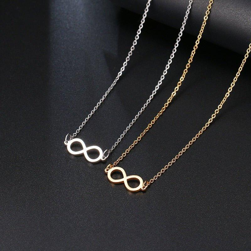 Collier pendentif infini plat géométrique plaqué or / argent