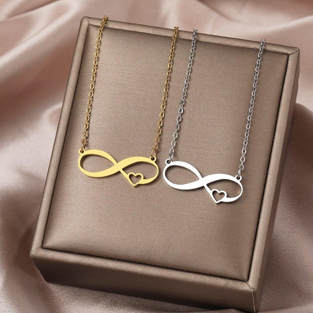Collier pendentif infini plat petit coeur plaqué or / argent