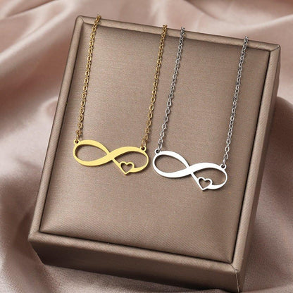 Collier pendentif infini plat petit coeur plaqué or / argent