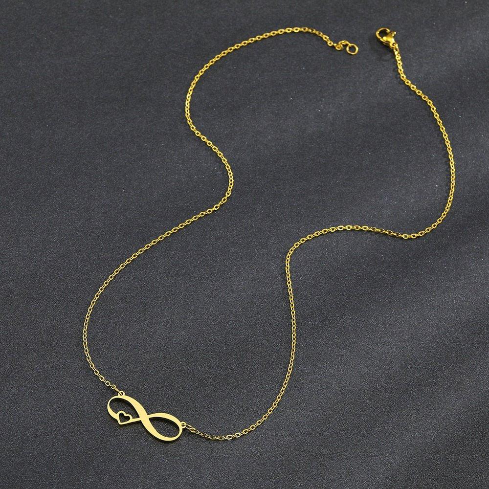 Collier pendentif infini plat petit coeur plaqué or / argent