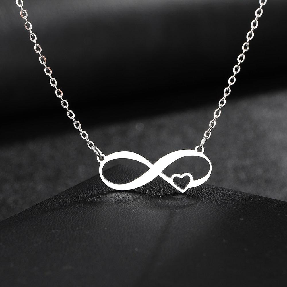 Collier pendentif infini plat petit coeur plaqué or / argent - MonPendentif