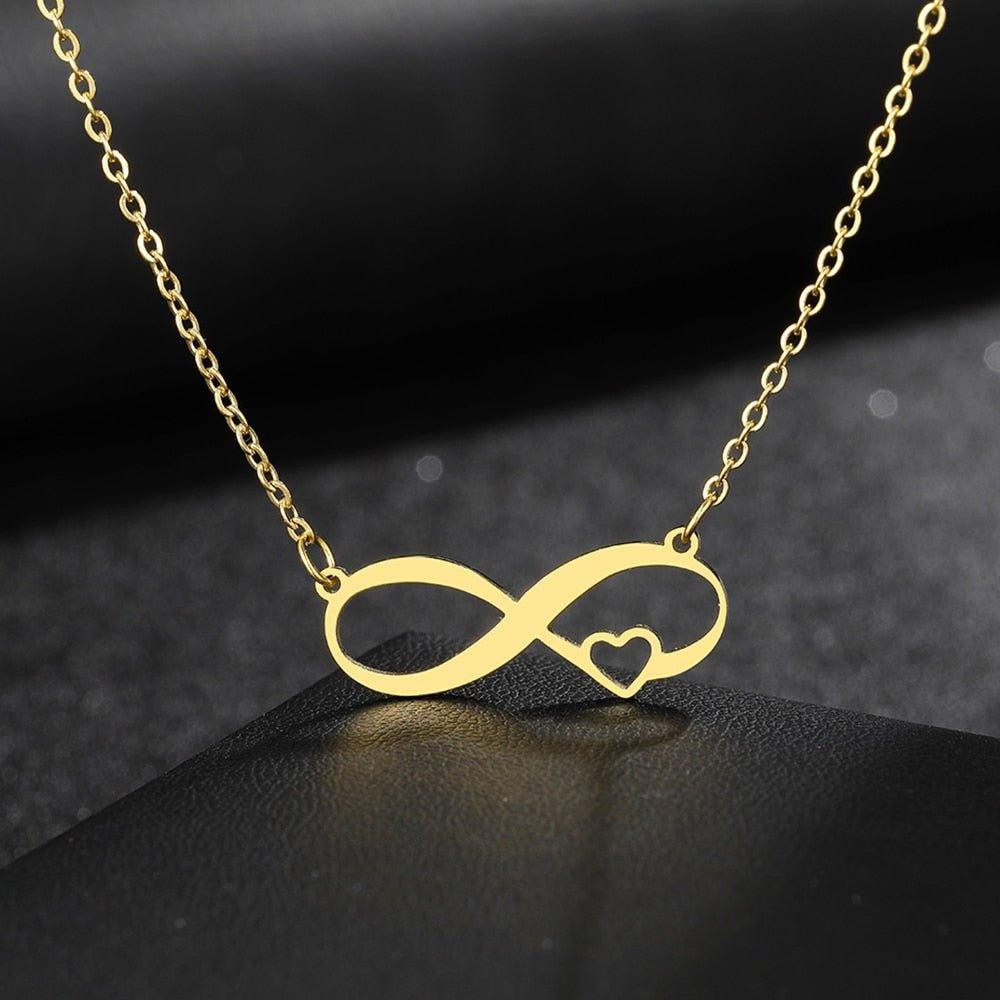 Collier pendentif infini plat petit coeur plaqué or / argent - MonPendentif