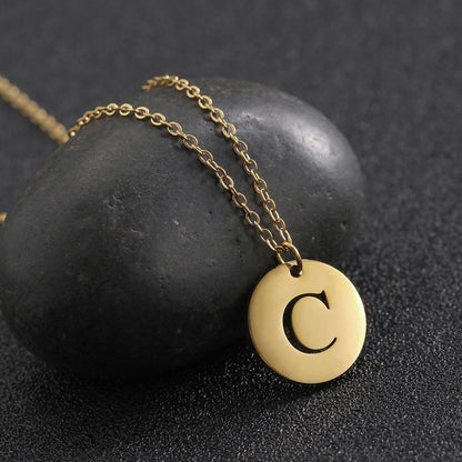 Collier pendentif lettre initiale cercle plat - MonPendentif