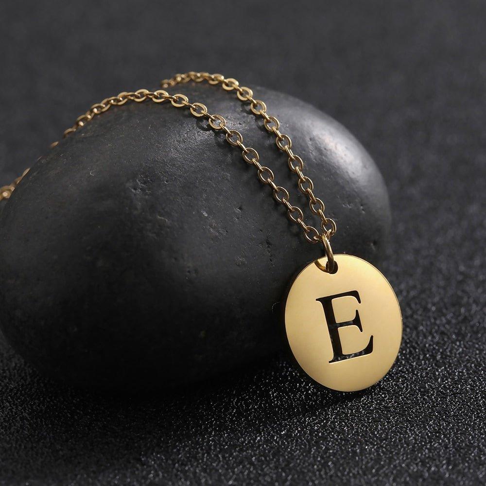 Collier pendentif lettre initiale cercle plat - MonPendentif