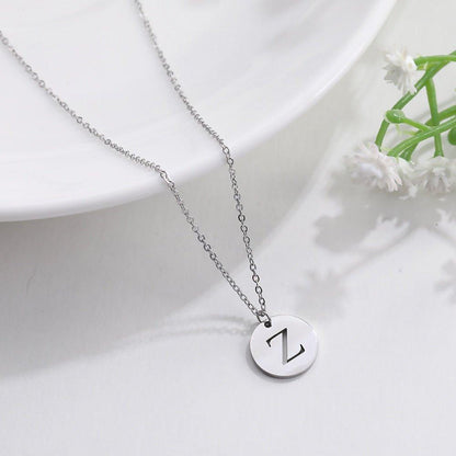Collier pendentif lettre initiale cercle plat - MonPendentif