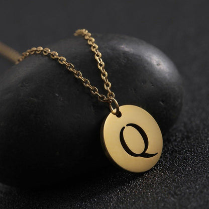 Collier pendentif lettre initiale cercle plat - MonPendentif