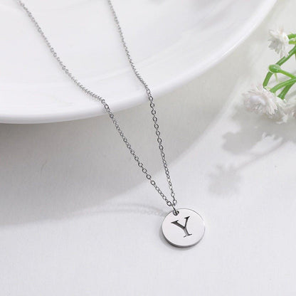 Collier pendentif lettre initiale cercle plat - MonPendentif