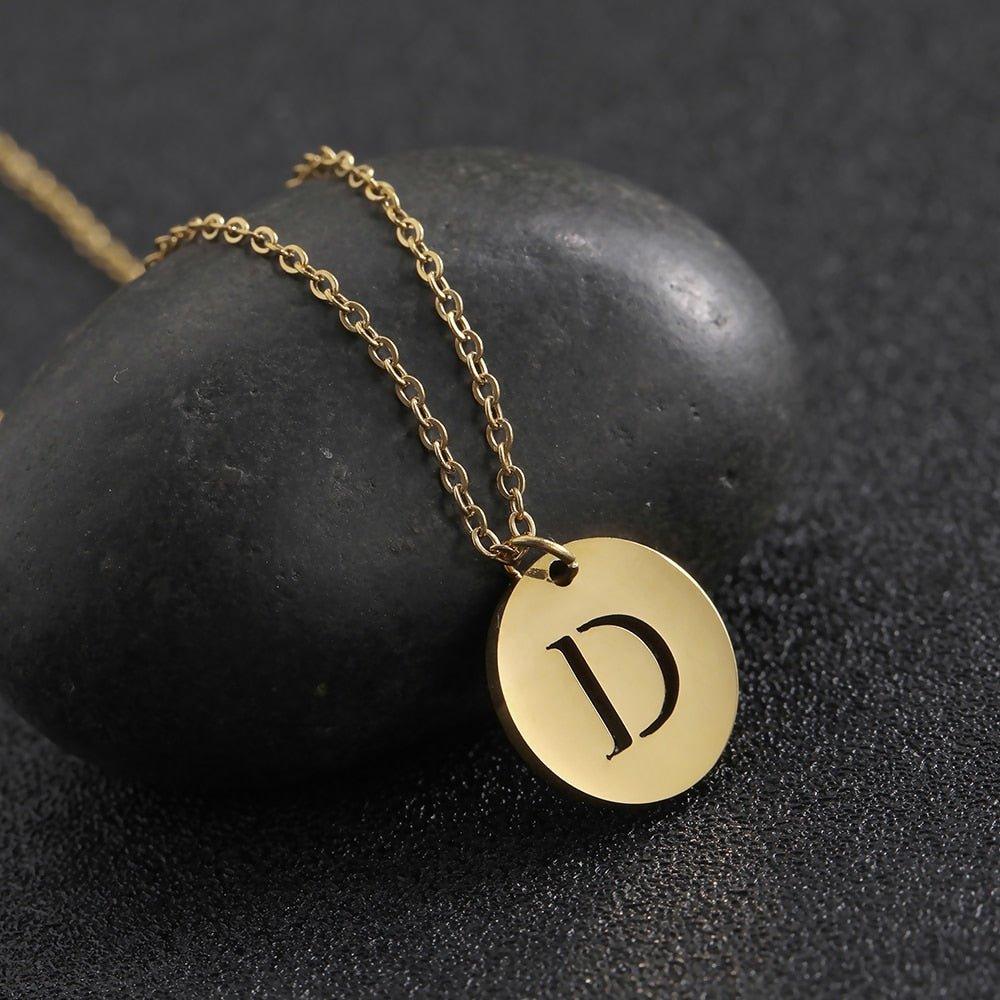 Collier pendentif lettre initiale cercle plat - MonPendentif