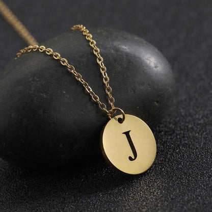Collier pendentif lettre initiale cercle plat - MonPendentif