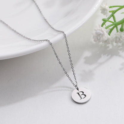 Collier pendentif lettre initiale cercle plat - MonPendentif