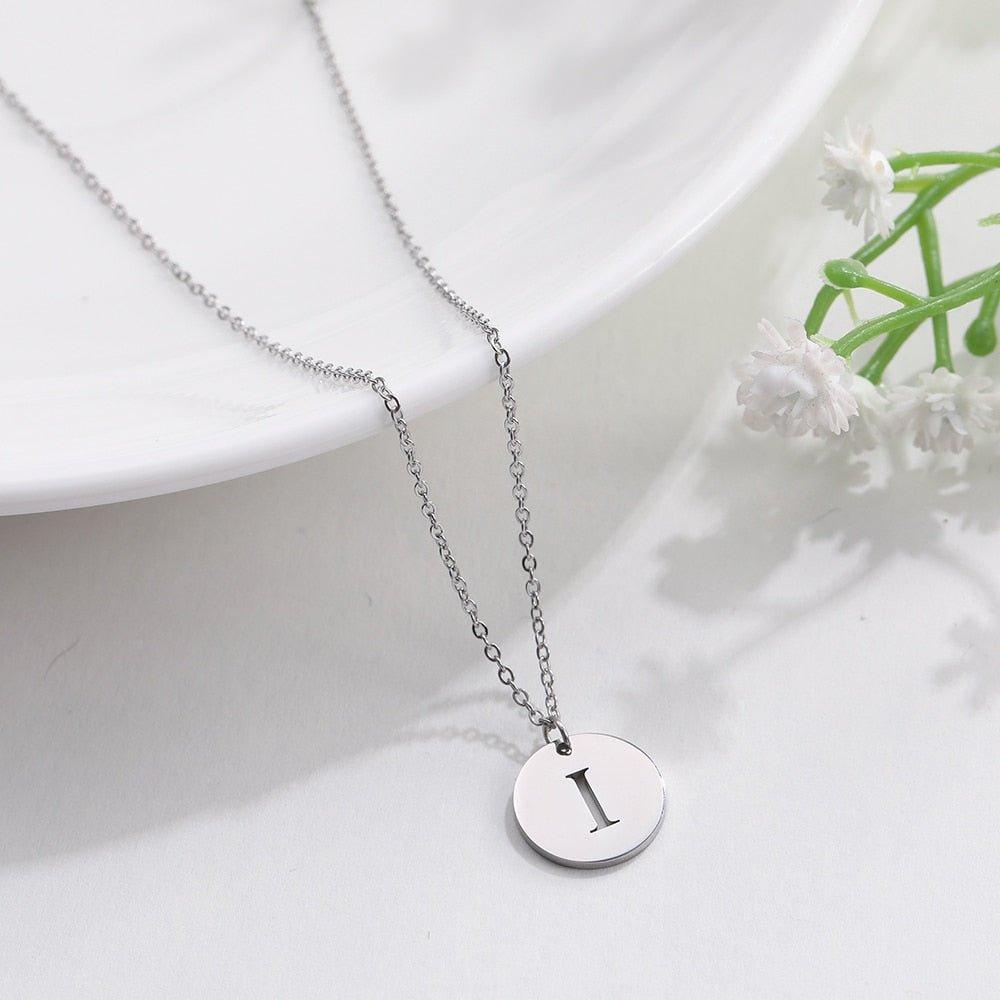 Collier pendentif lettre initiale cercle plat - MonPendentif