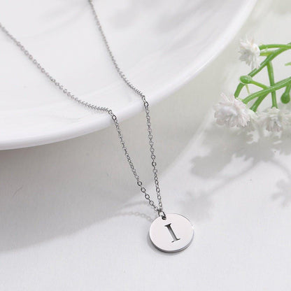 Collier pendentif lettre initiale cercle plat - MonPendentif
