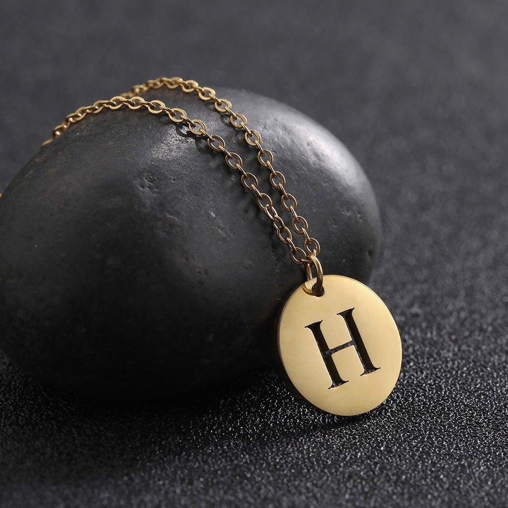 Collier pendentif lettre initiale cercle plat - MonPendentif