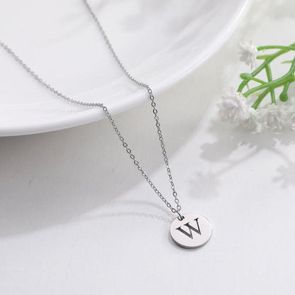 Collier pendentif lettre initiale cercle plat - MonPendentif