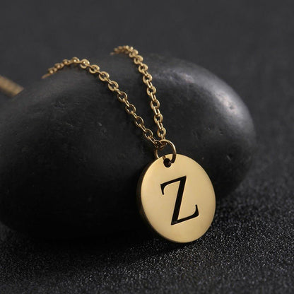 Collier pendentif lettre initiale cercle plat - MonPendentif