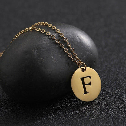 Collier pendentif lettre initiale cercle plat - MonPendentif