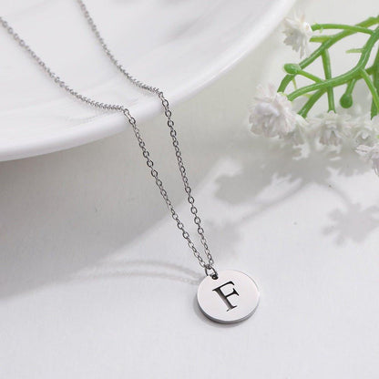 Collier pendentif lettre initiale cercle plat - MonPendentif
