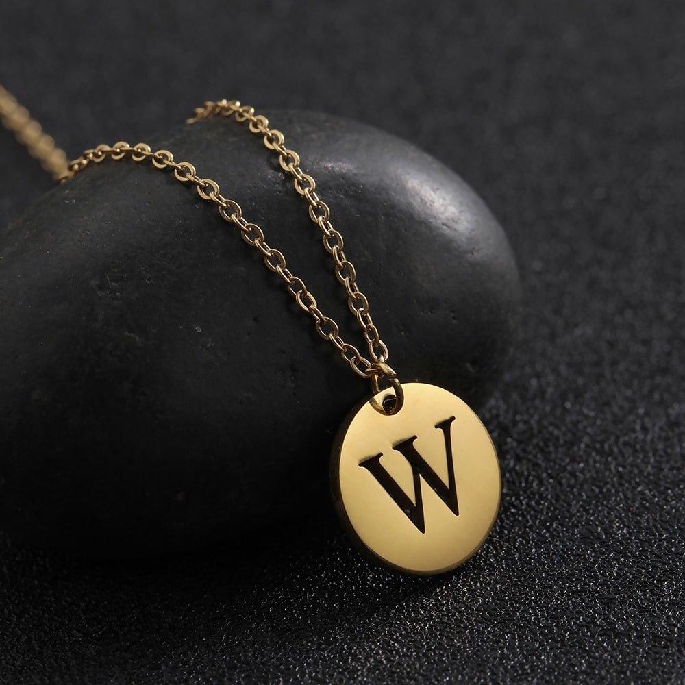 Collier pendentif lettre initiale cercle plat - MonPendentif