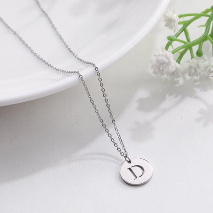 Collier pendentif lettre initiale cercle plat - MonPendentif