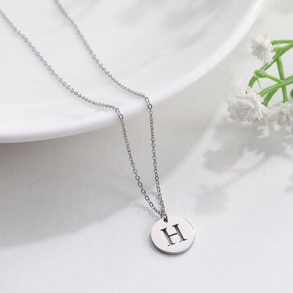 Collier pendentif lettre initiale cercle plat - MonPendentif