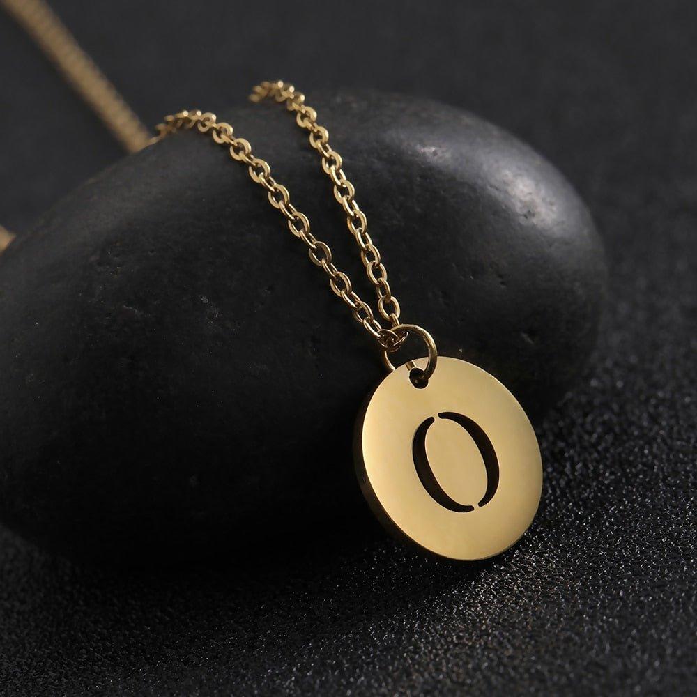 Collier pendentif lettre initiale cercle plat - MonPendentif