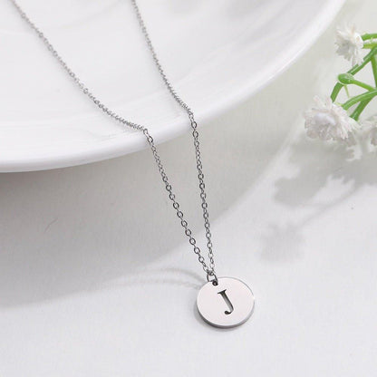 Collier pendentif lettre initiale cercle plat - MonPendentif