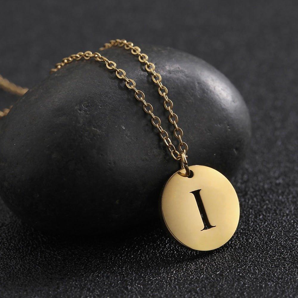 Collier pendentif lettre initiale cercle plat - MonPendentif
