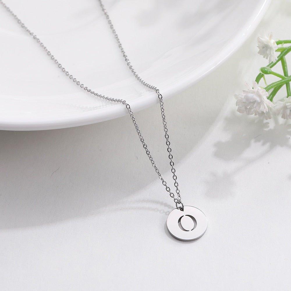 Collier pendentif lettre initiale cercle plat - MonPendentif