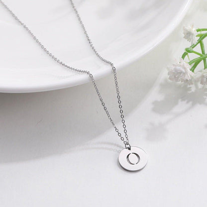 Collier pendentif lettre initiale cercle plat - MonPendentif
