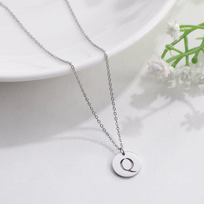 Collier pendentif lettre initiale cercle plat - MonPendentif
