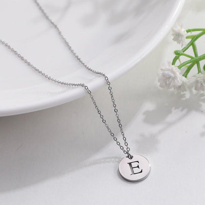 Collier pendentif lettre initiale cercle plat - MonPendentif