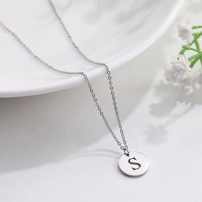 Collier pendentif lettre initiale cercle plat - MonPendentif