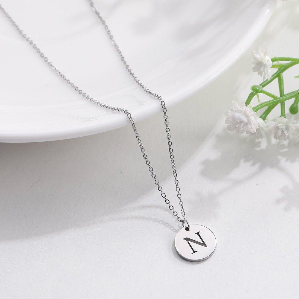Collier pendentif lettre initiale cercle plat - MonPendentif