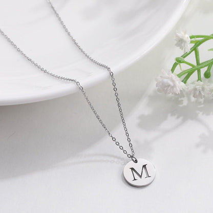 Collier pendentif lettre initiale cercle plat - MonPendentif
