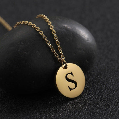 Collier pendentif lettre initiale cercle plat - MonPendentif