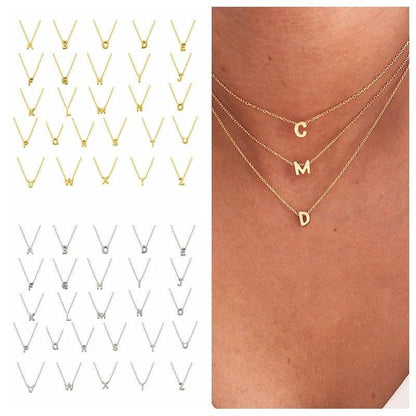 Collier pendentif lettre initiale en argent 925
