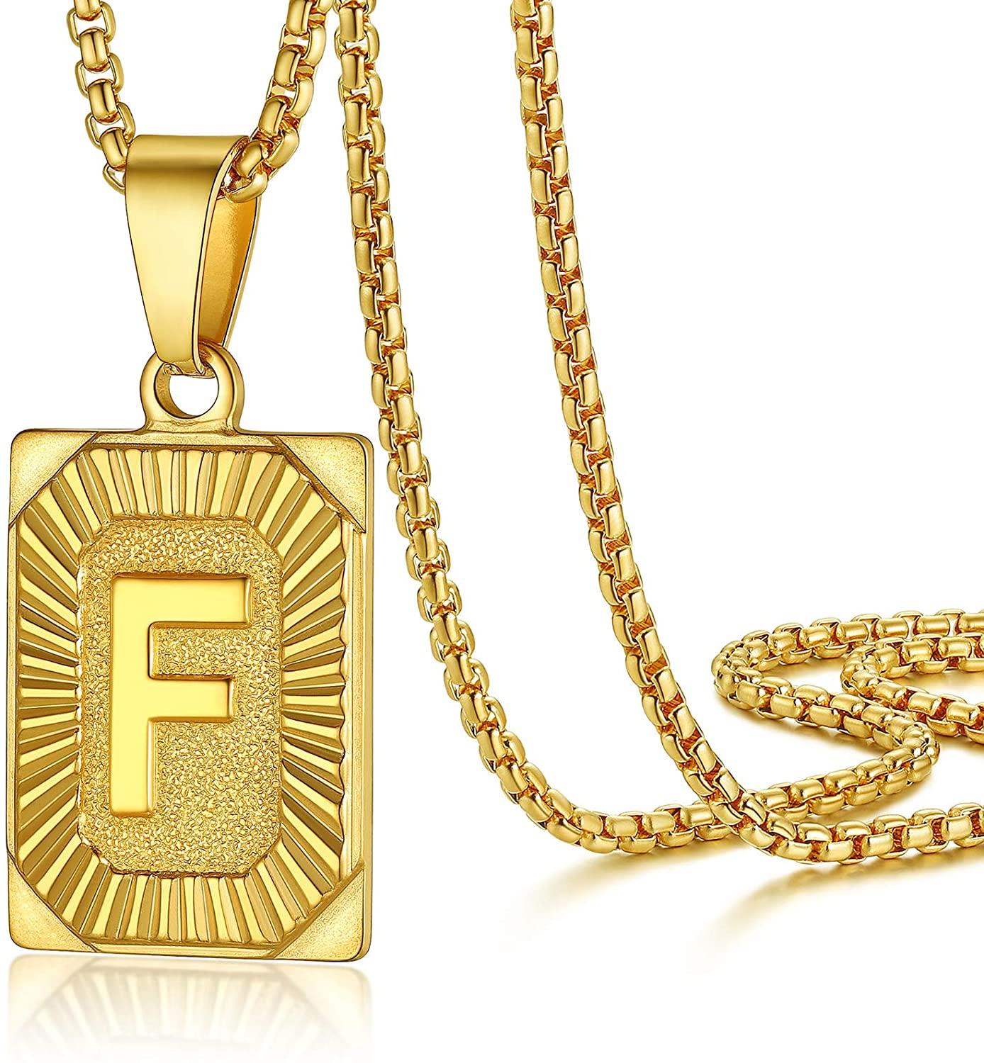 Collier pendentif lettre initiale gravé plaqué or - MonPendentif