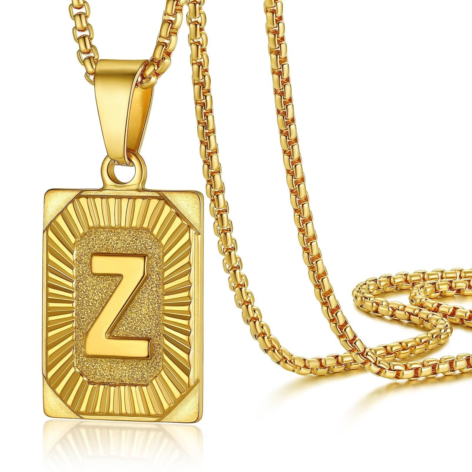 Collier pendentif lettre initiale gravé plaqué or - MonPendentif
