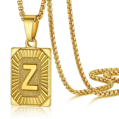Collier pendentif lettre initiale gravé plaqué or - MonPendentif