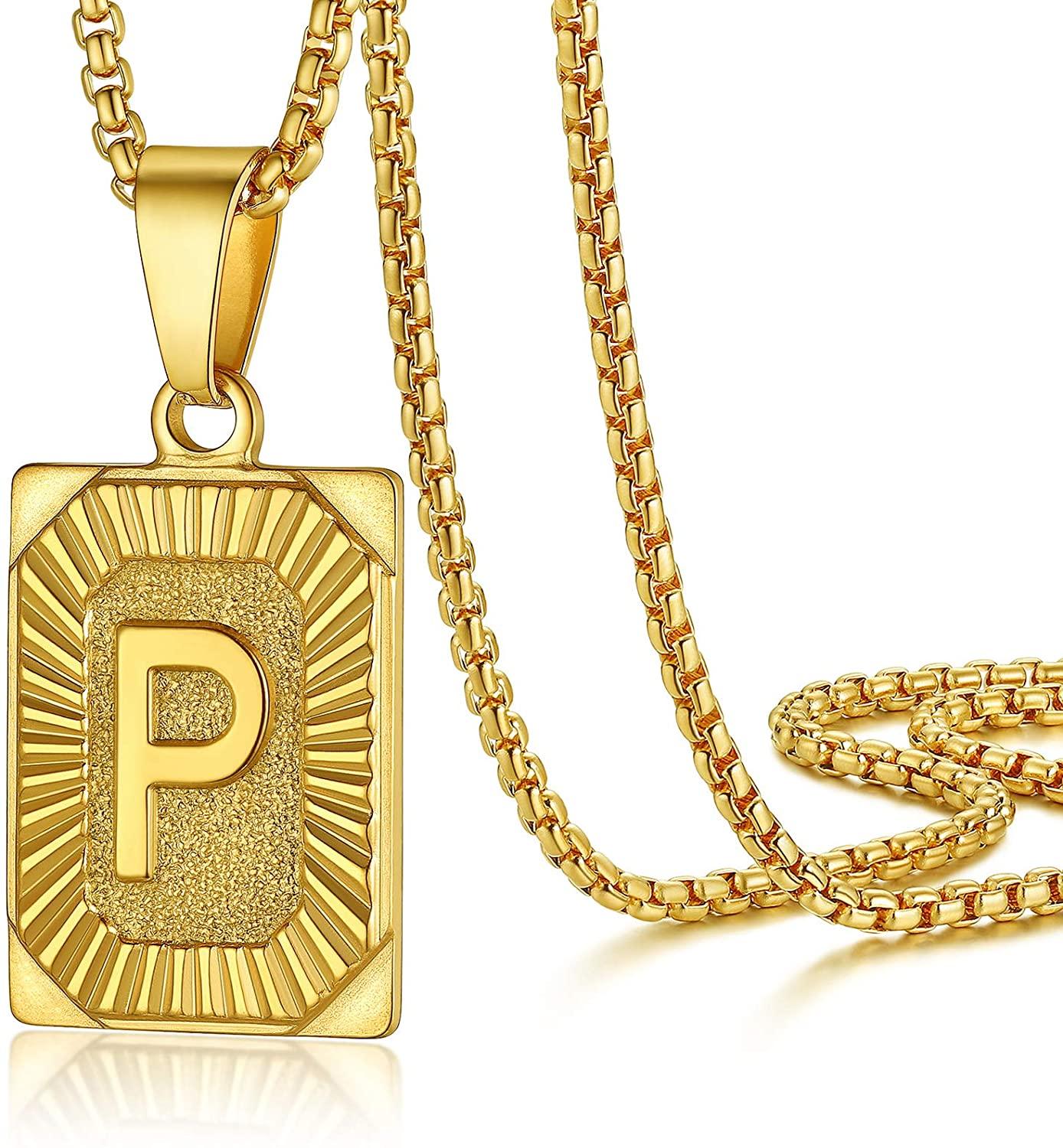 Collier pendentif lettre initiale gravé plaqué or - MonPendentif