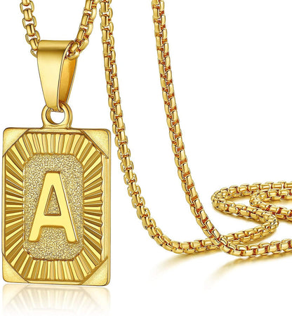 Collier pendentif lettre initiale gravé plaqué or - MonPendentif