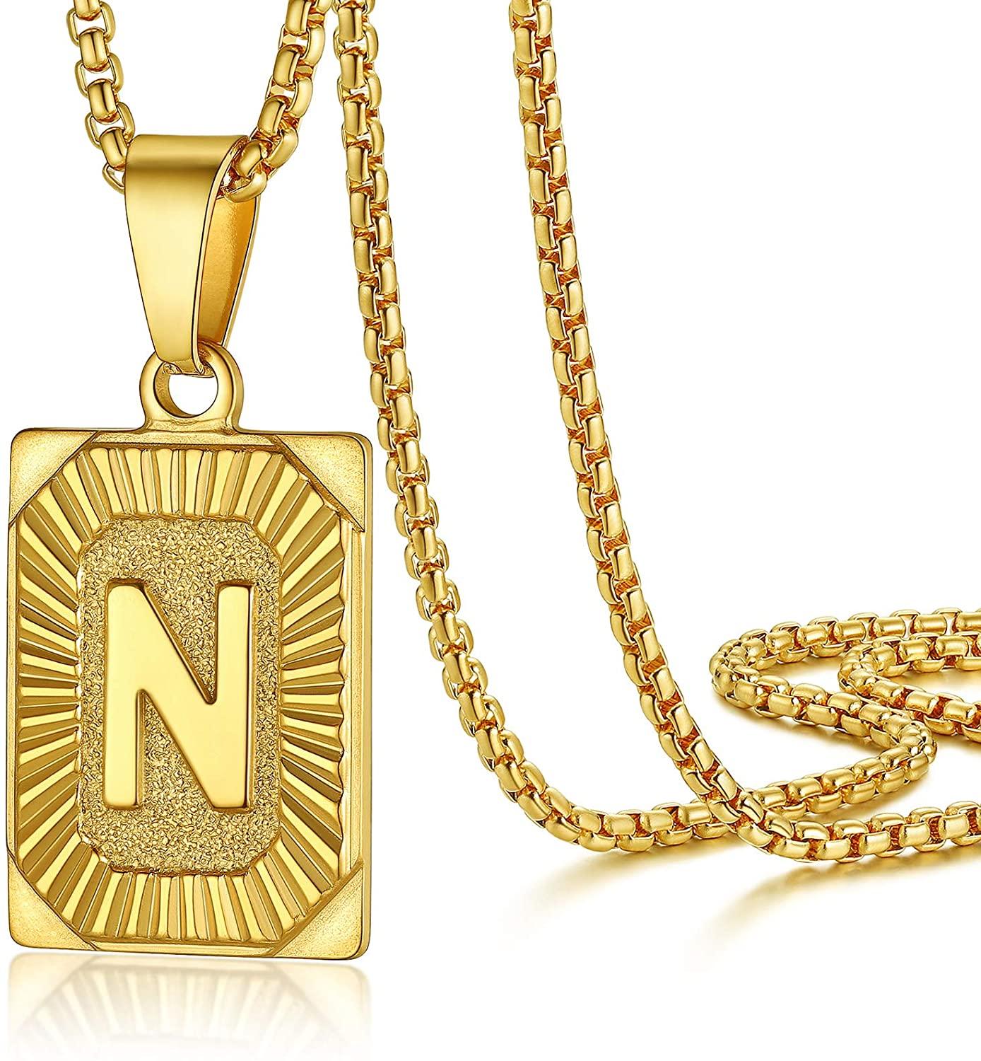 Collier pendentif lettre initiale gravé plaqué or - MonPendentif