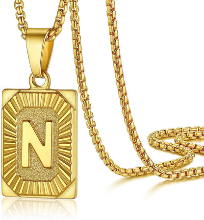 Collier pendentif lettre initiale gravé plaqué or - MonPendentif