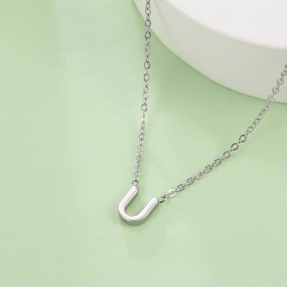 Collier pendentif lettre initiale solitaire - MonPendentif