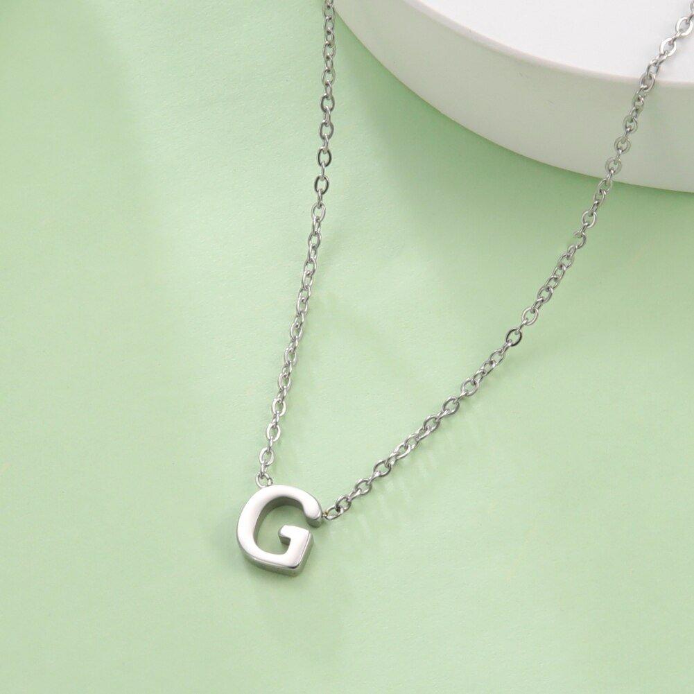 Collier pendentif lettre initiale solitaire - MonPendentif