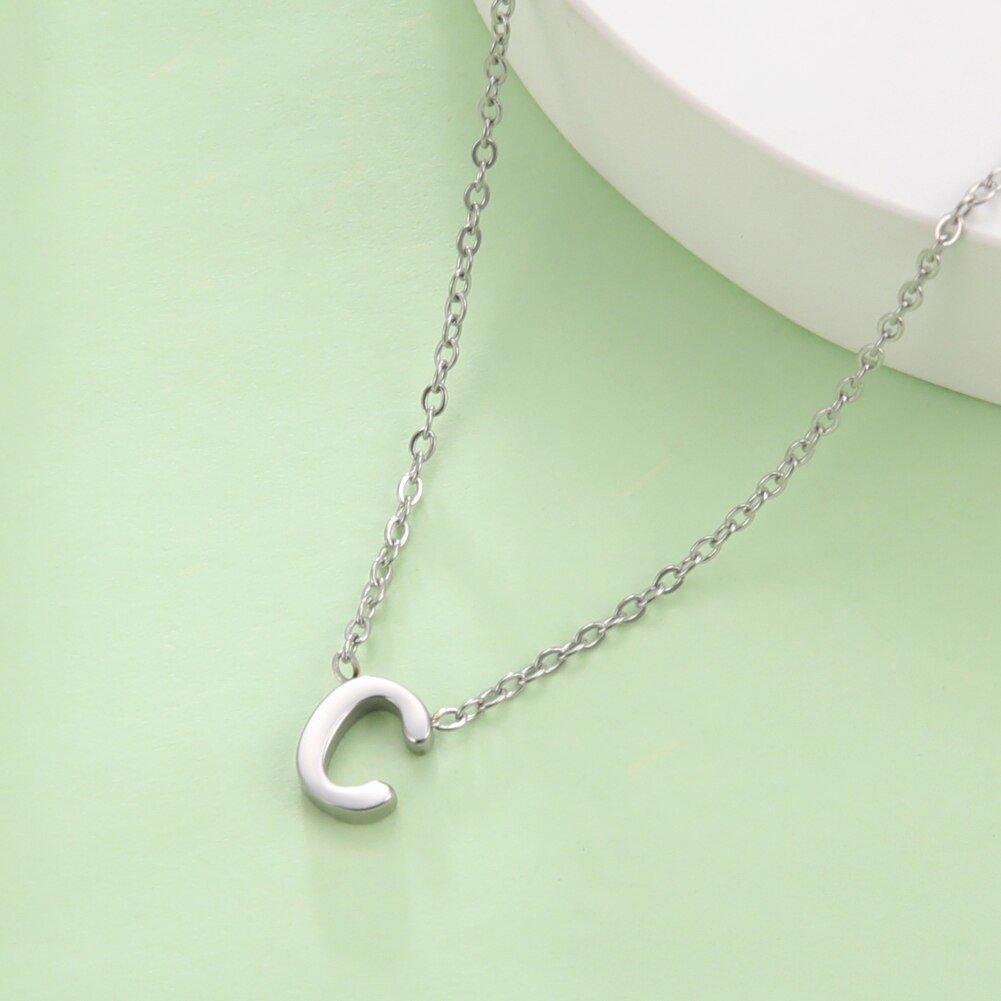 Collier pendentif lettre initiale solitaire - MonPendentif