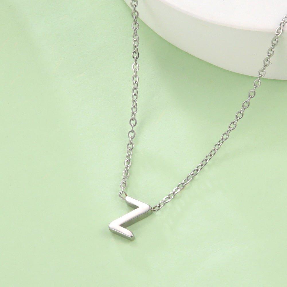 Collier pendentif lettre initiale solitaire - MonPendentif