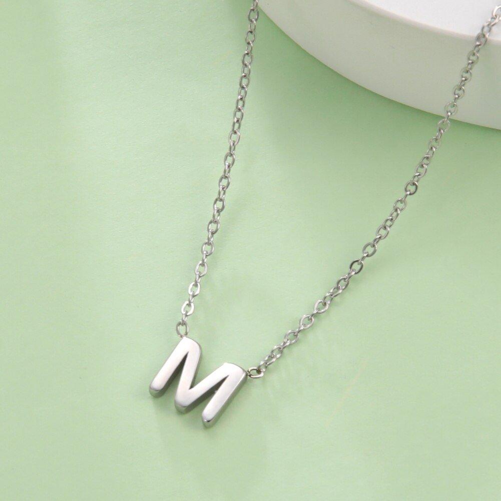 Collier pendentif lettre initiale solitaire - MonPendentif