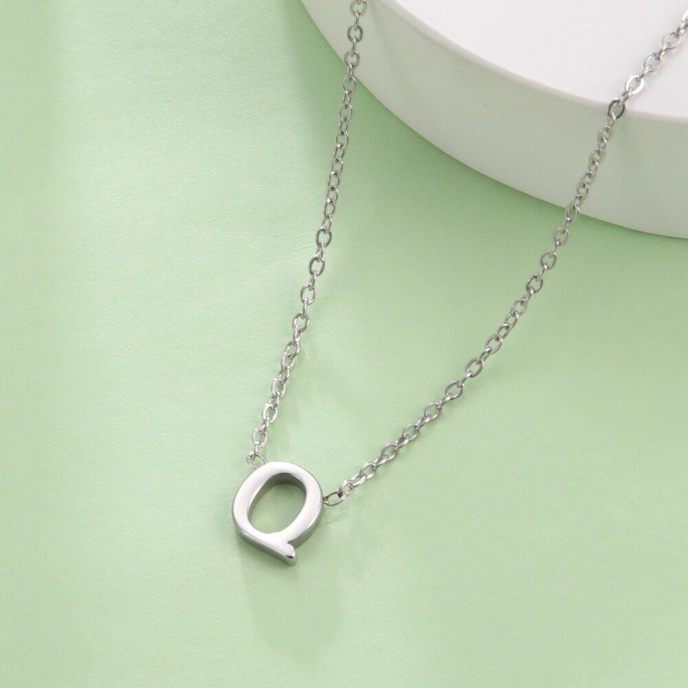 Collier pendentif lettre initiale solitaire - MonPendentif